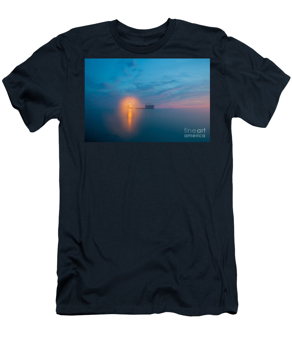 Fog T-Shirt featuring the photograph Fog over Charleston Harbor by Dale Powell