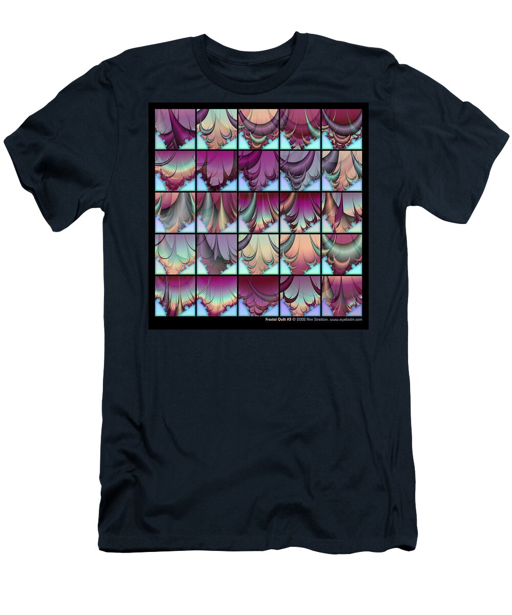 Blue T-Shirt featuring the digital art Fractal Quilt 3 by Ann Stretton