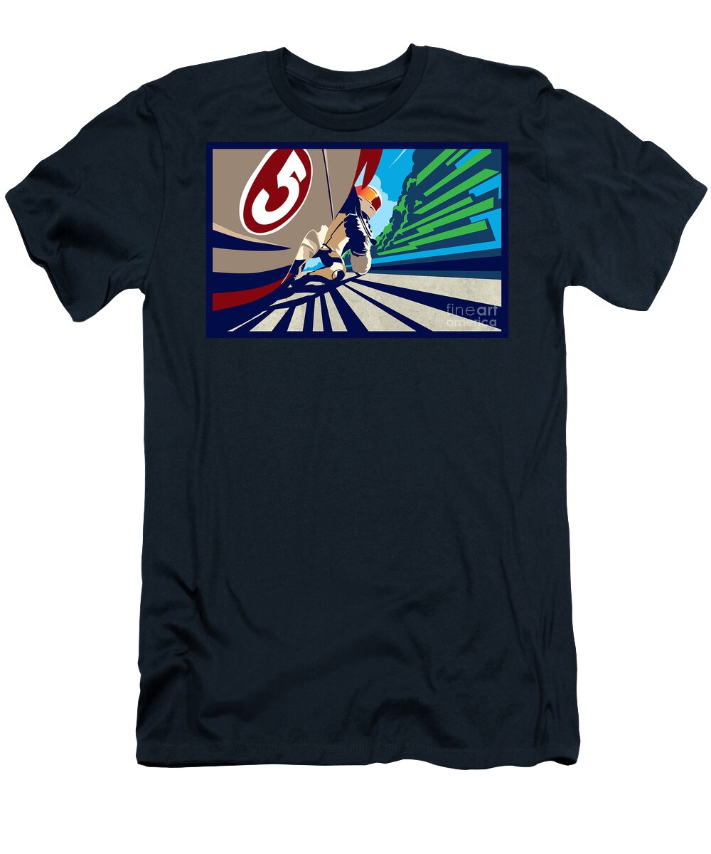 Motorcycle T-Shirt featuring the painting Full Throttle by Sassan Filsoof