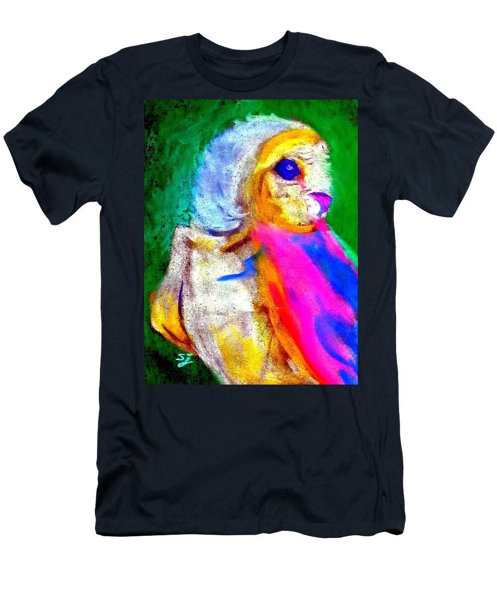 Art T-Shirt featuring the painting Funky Barn Owl Art Print by Sue Jacobi