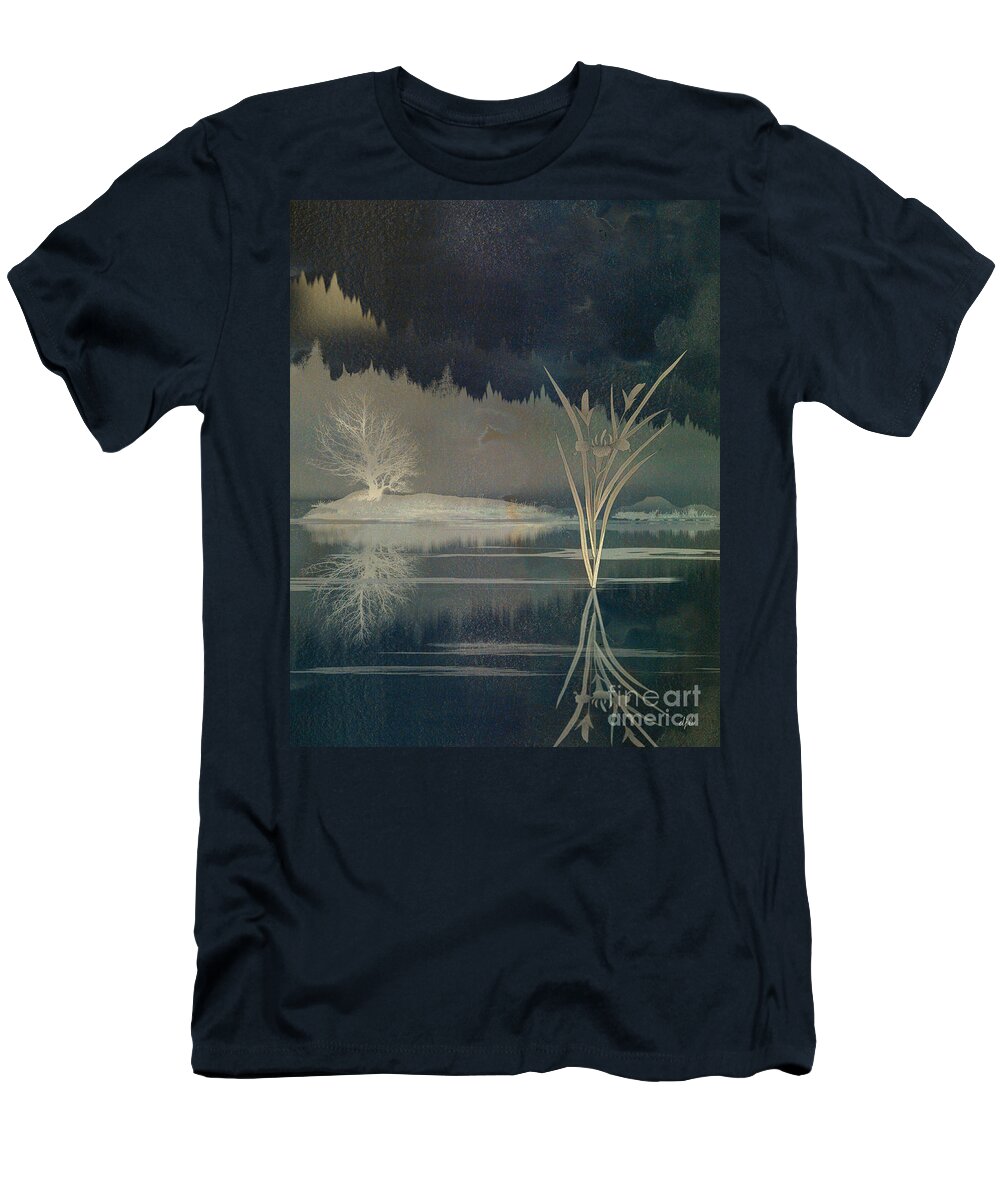 Gold T-Shirt featuring the digital art Golden Pond Lily by Peter Awax