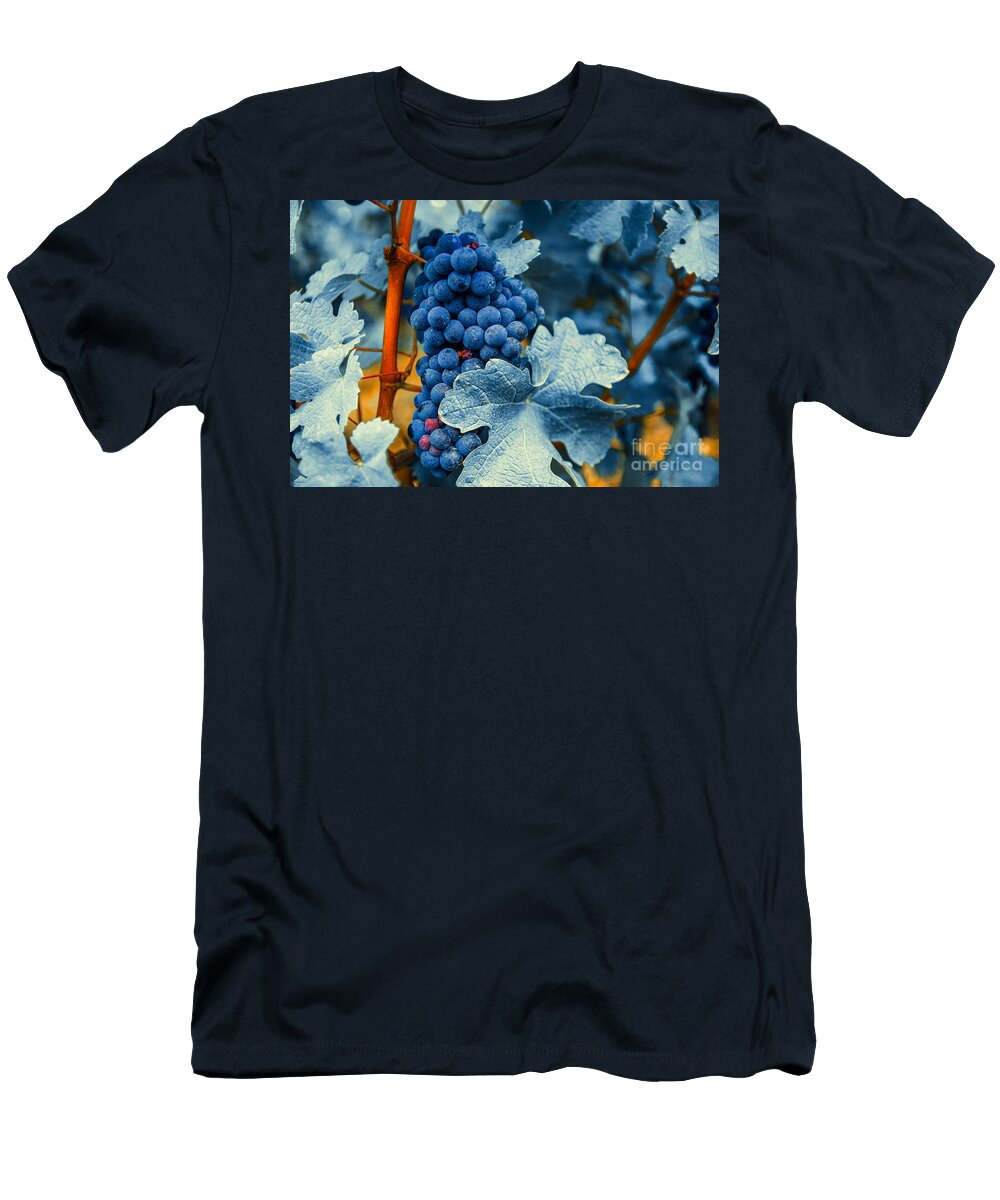 Blue T-Shirt featuring the photograph Grapes - Blue by Hannes Cmarits