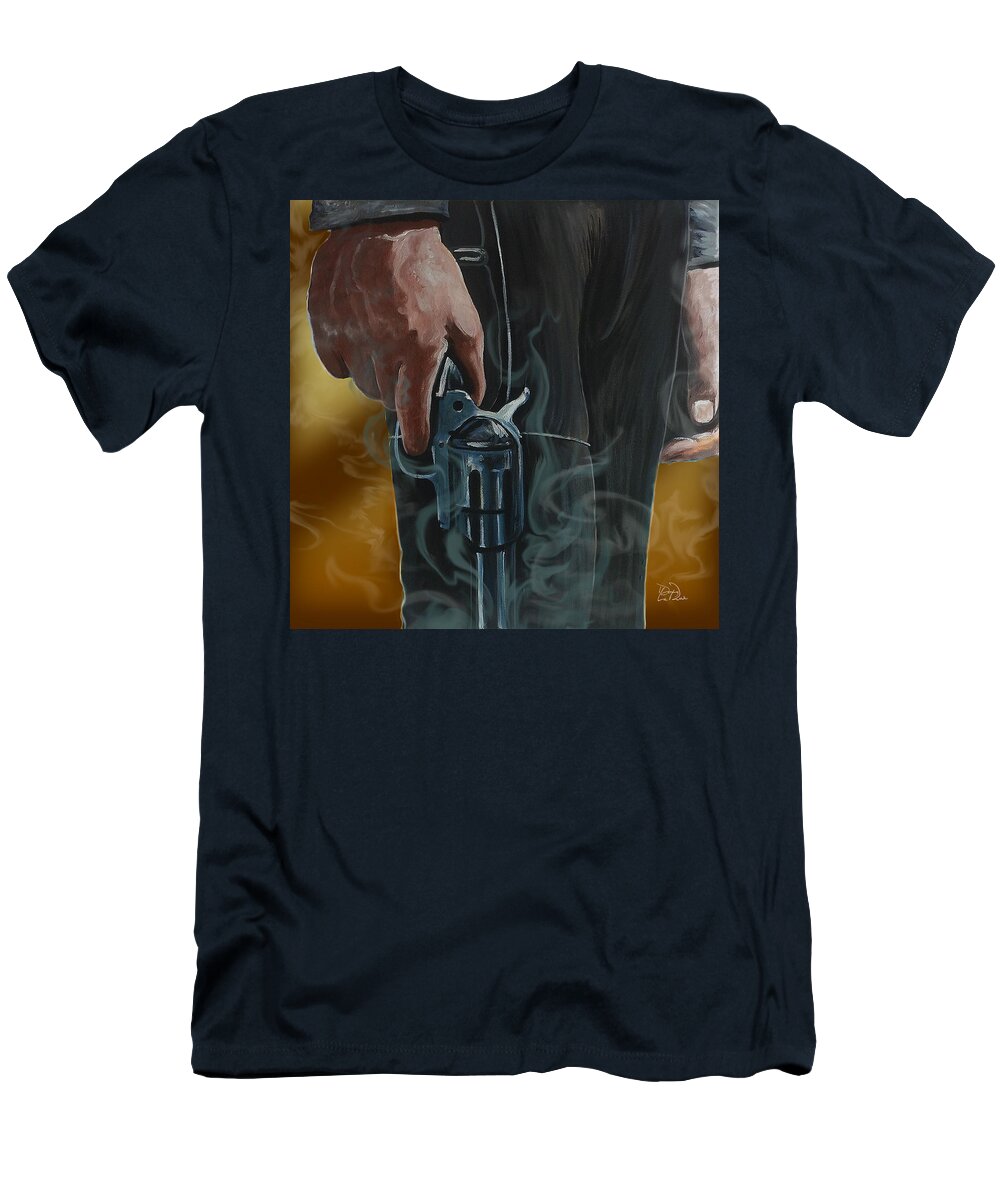 Revolver T-Shirt featuring the painting Gunfighter by Doug LaRue