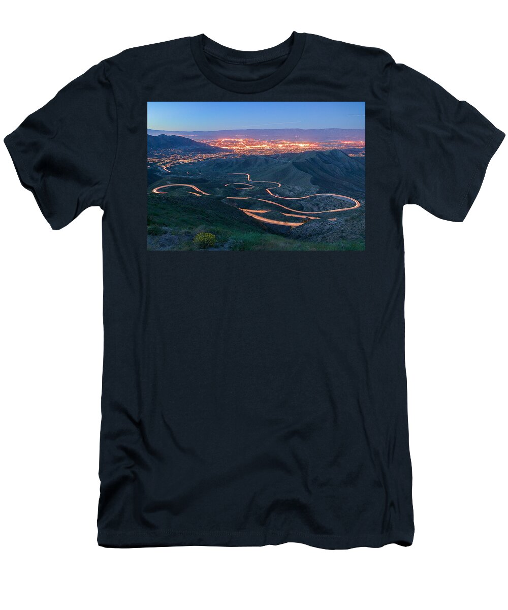 Coachella T-Shirt featuring the photograph Highway 74 Palm Desert CA Vista Point Light Painting by Scott Campbell