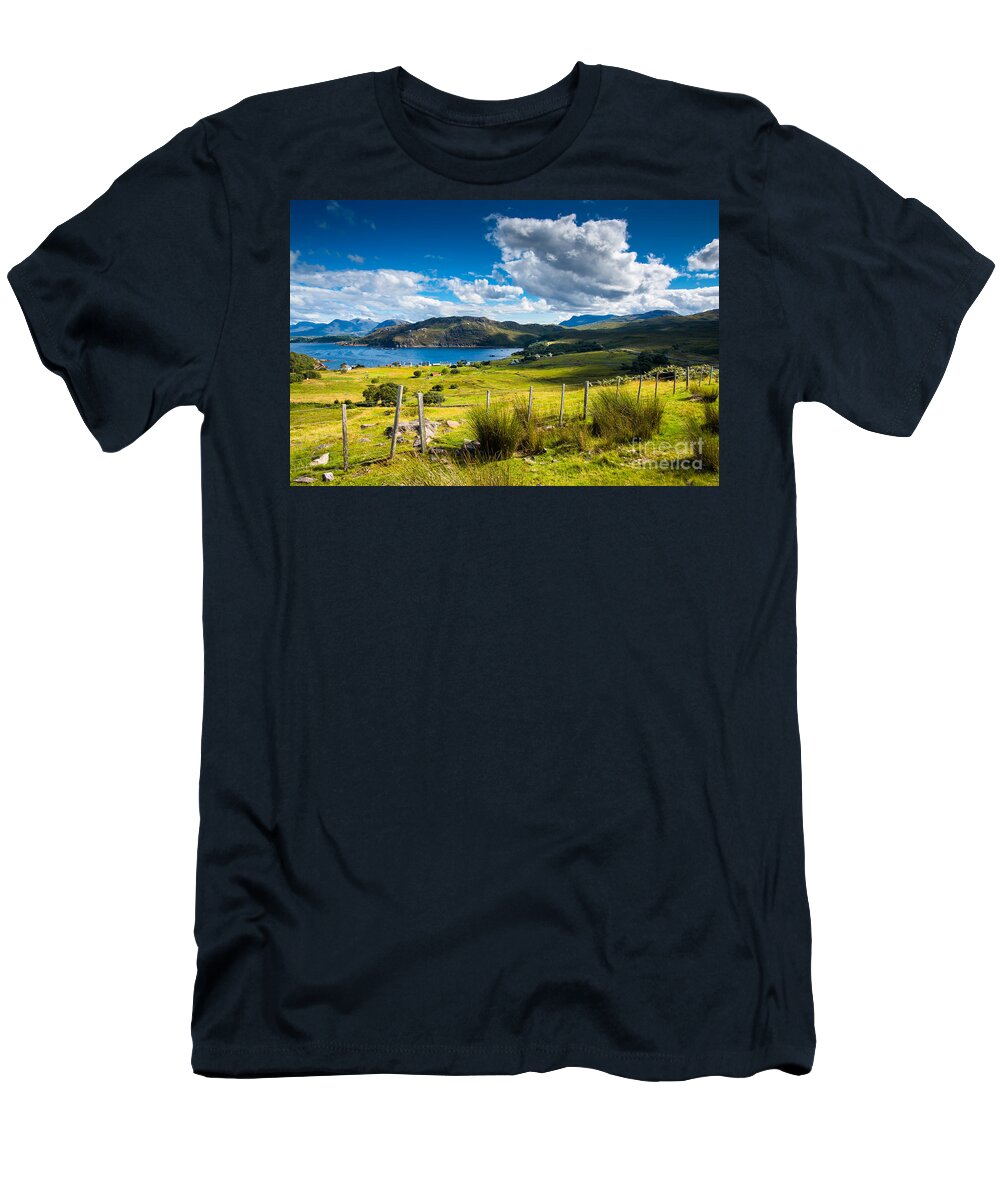 Scotland T-Shirt featuring the photograph Picturesque Landscape Near Isle of Skye in Scotland by Andreas Berthold