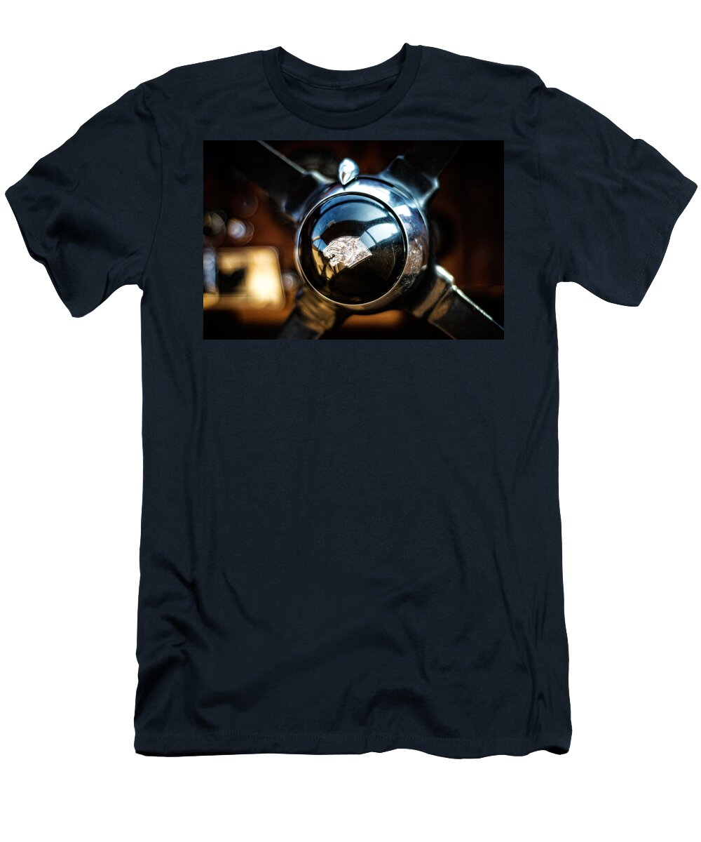 Transport T-Shirt featuring the photograph Jaguar Steering Wheel by Spikey Mouse Photography