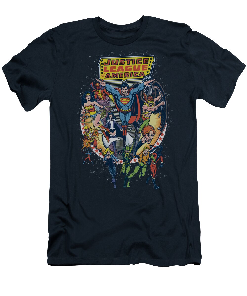Justice League Of America T-Shirt featuring the digital art Jla - Star Group by Brand A