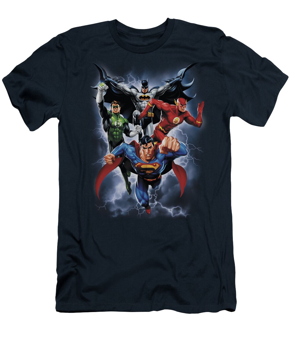 Justice League Of America T-Shirt featuring the digital art Jla - The Coming Storm by Brand A