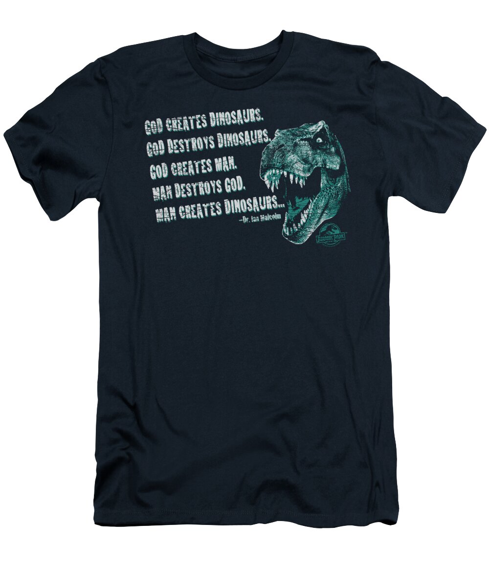 Jurassic Park T-Shirt featuring the digital art Jurassic Park - God Creates Dinosaurs by Brand A