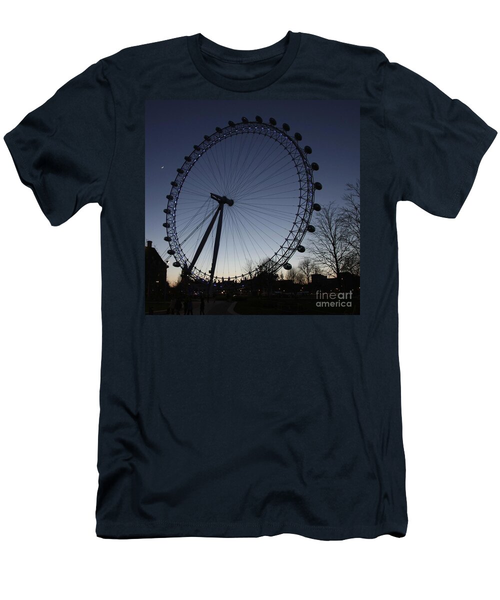 London T-Shirt featuring the photograph London Eye and New Moon by Jeremy Hayden