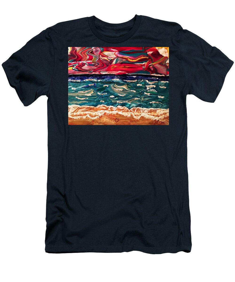 Beach T-Shirt featuring the mixed media Lori's Paradise by Deborah Stanley