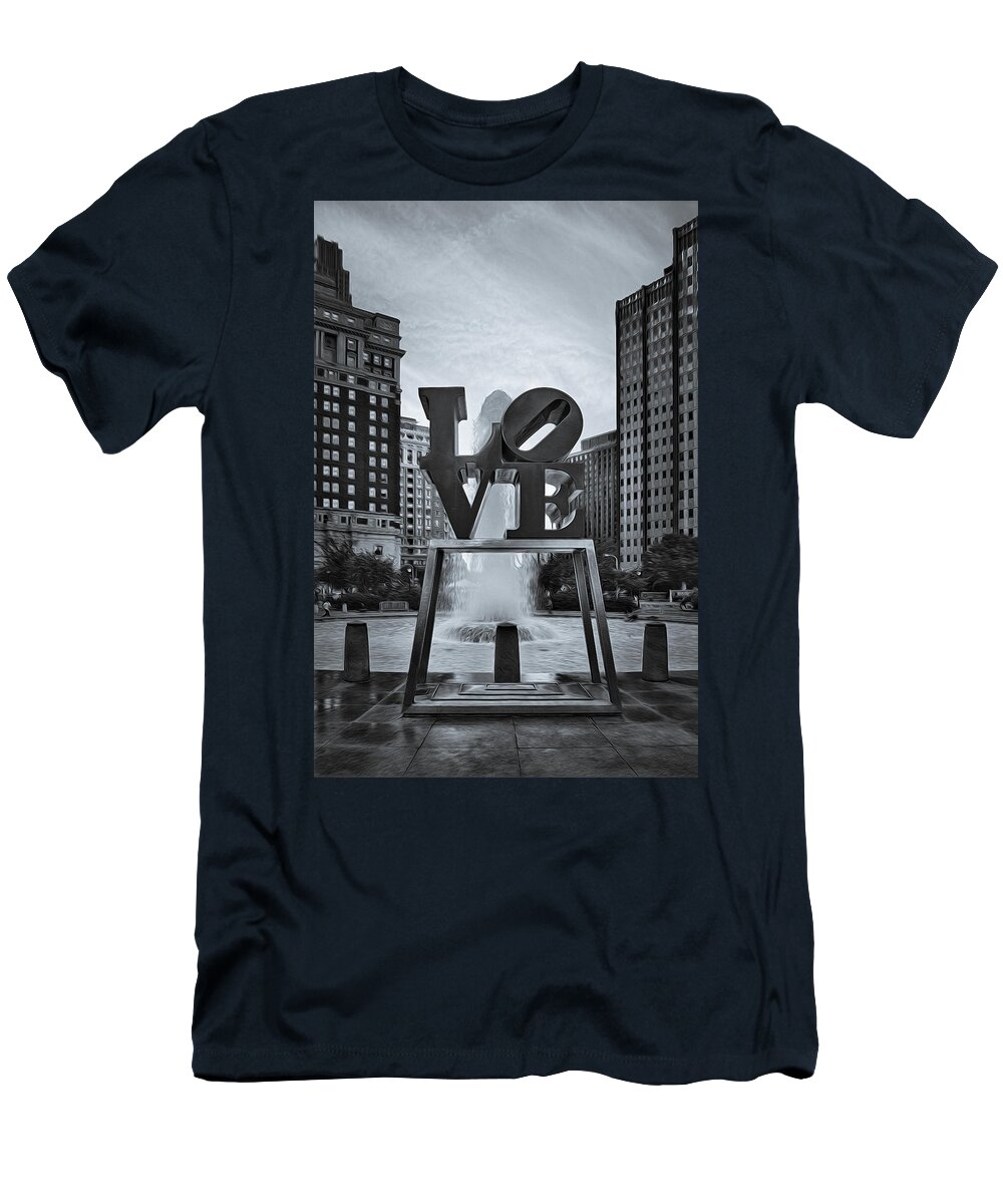 Love T-Shirt featuring the photograph Love Park BW by Susan Candelario