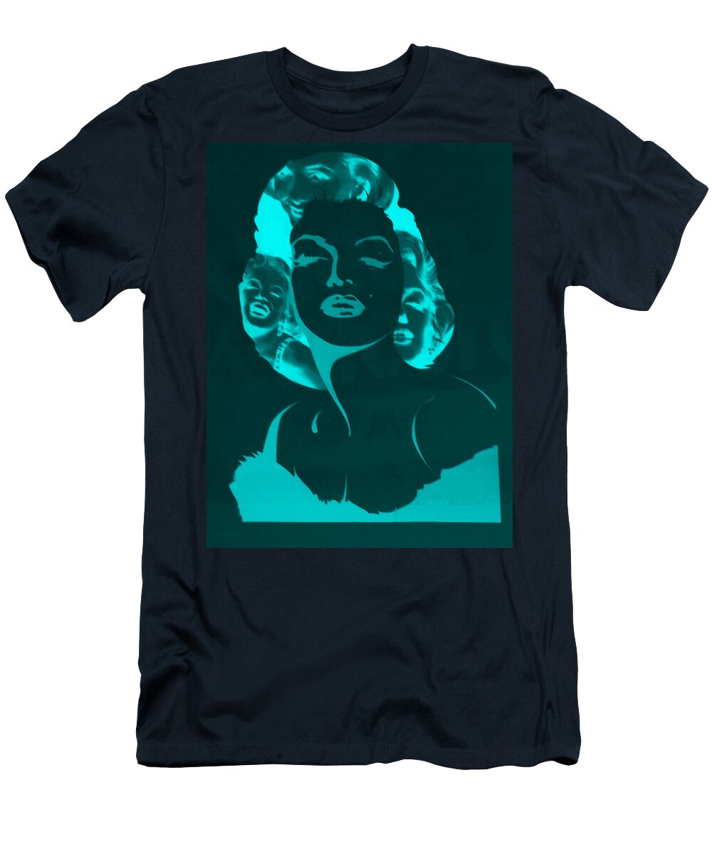 Marilyn Monroe T-Shirt featuring the photograph M M T U R Q U O I S N E G A T I V E by Rob Hans