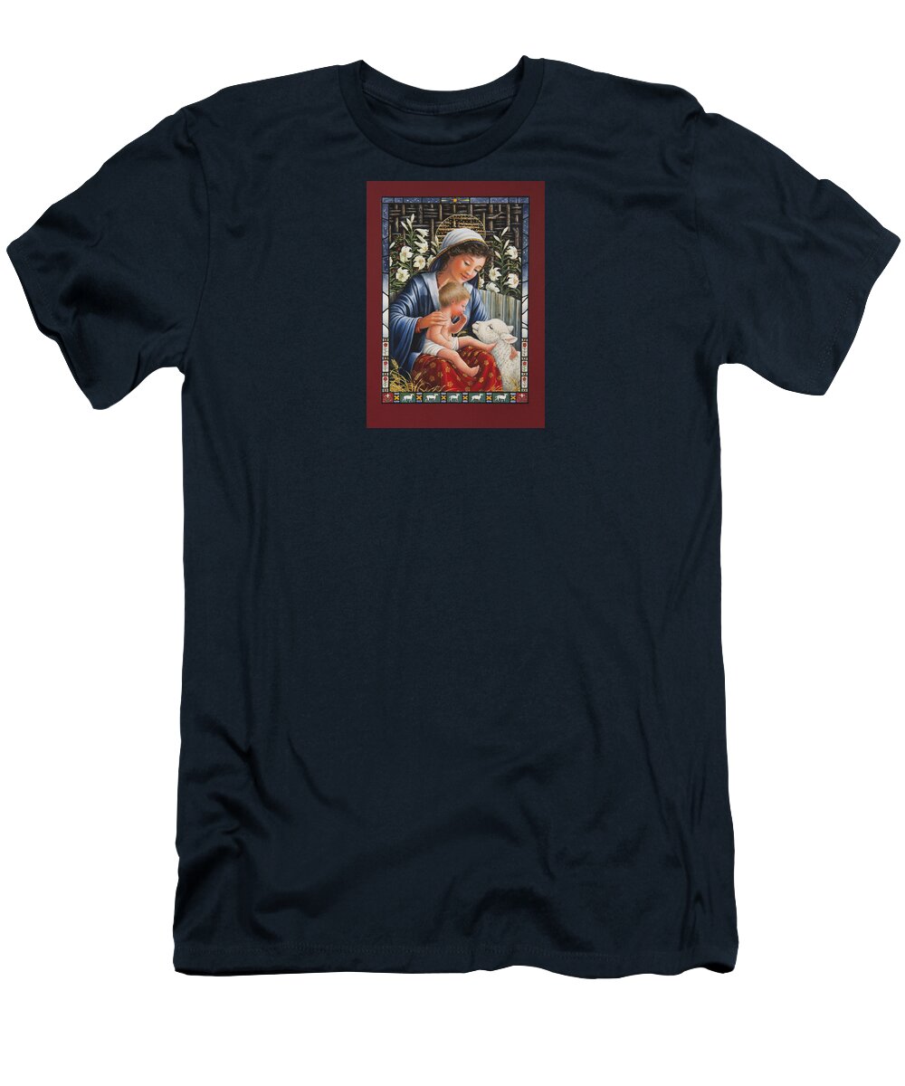 Madonna And Child T-Shirt featuring the painting Madonna of the Lilies by Lynn Bywaters