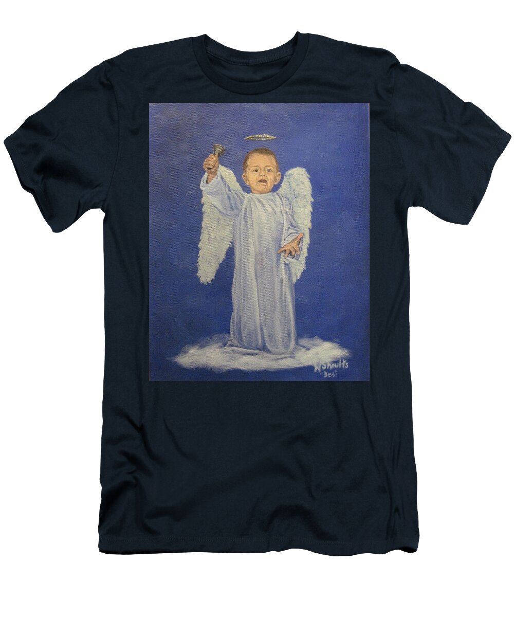 Angel T-Shirt featuring the painting Make a Joyful Noise by Wendy Shoults