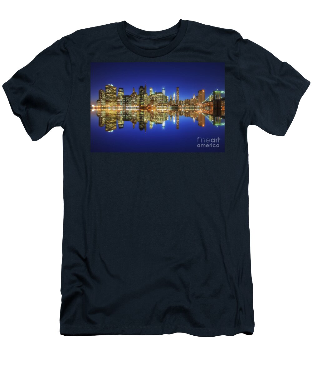 Yhun Suarez T-Shirt featuring the photograph Manhattan Nite Lites NYC 2.0 by Yhun Suarez