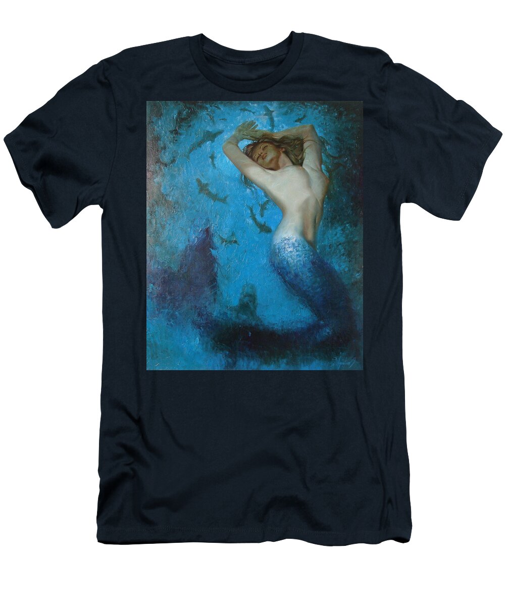 Ignatenko T-Shirt featuring the painting Mermaid by Sergey Ignatenko