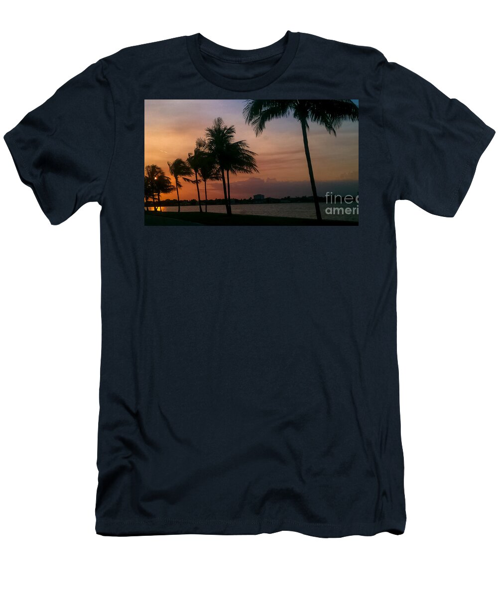 Miami T-Shirt featuring the photograph Miami Sunset by Charlie Cliques