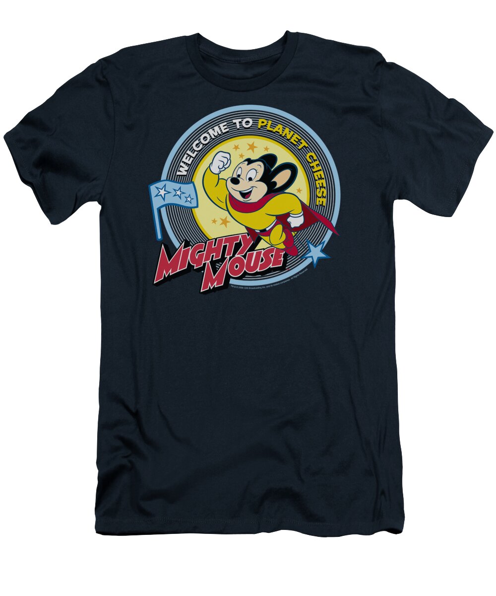 Mighty Mouse T-Shirt featuring the digital art Mighty Mouse - Planet Cheese by Brand A