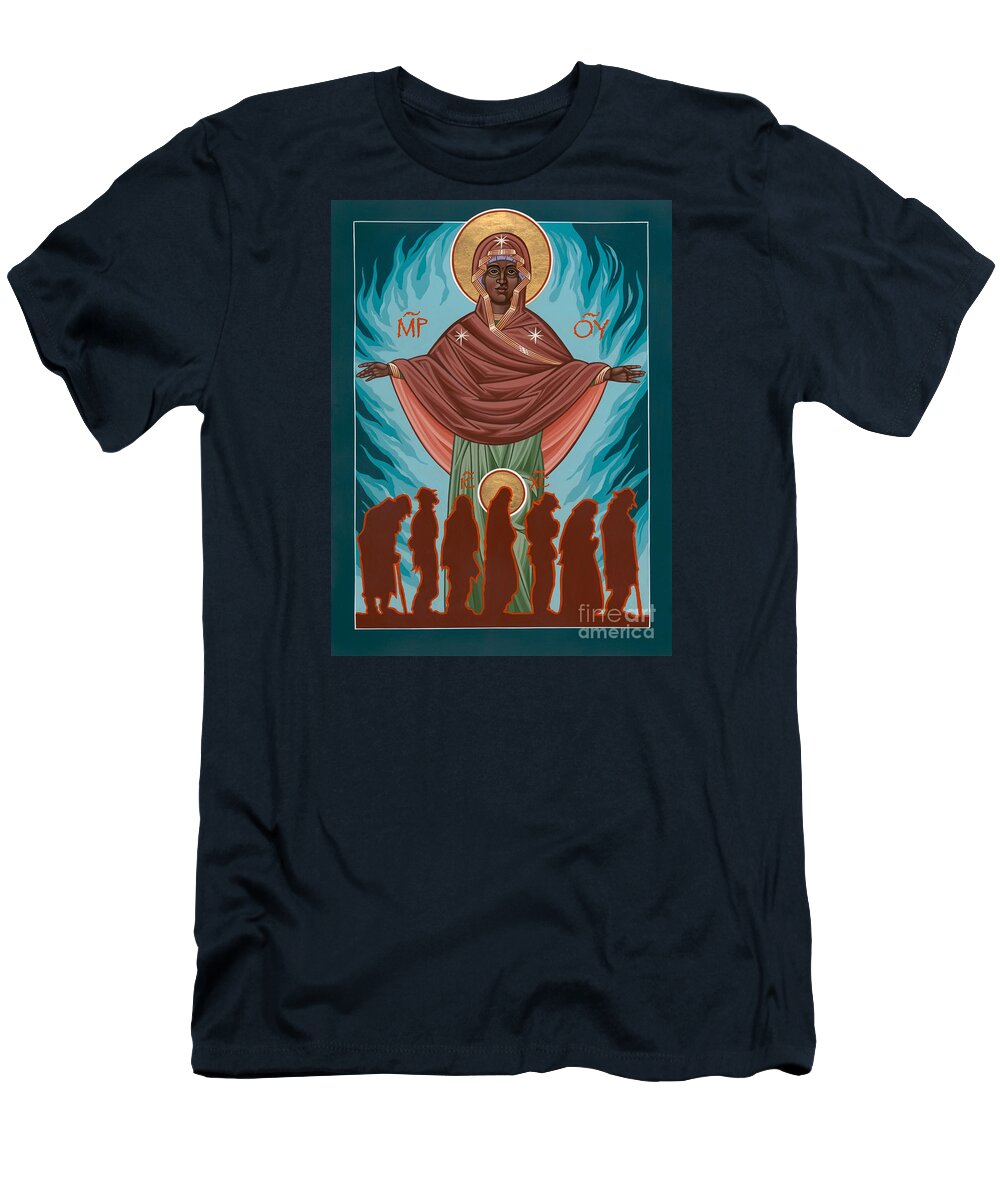 Andrew Harvey T-Shirt featuring the painting Mother of Sacred Activism with Eichenberg's Christ of the Breadline by William Hart McNichols