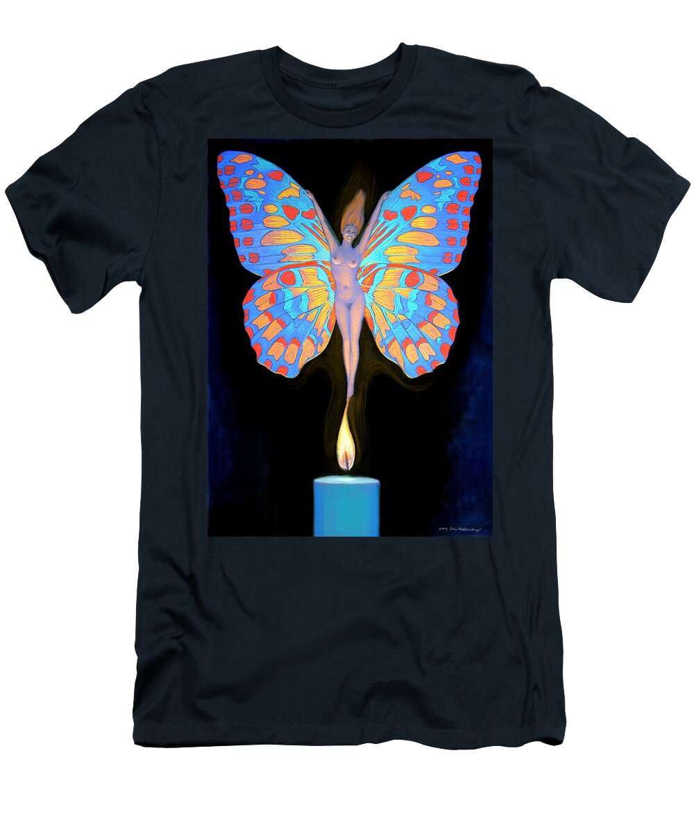 Symbolic T-Shirt featuring the painting Naked Butterfly Lady Transformation by Sue Halstenberg