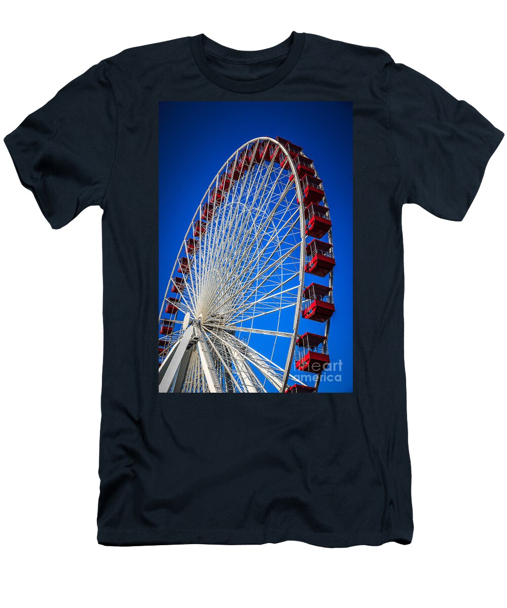 America T-Shirt featuring the photograph Navy Pier Ferris Wheel in Chicago by Paul Velgos
