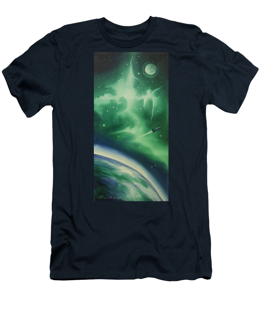 Purple; Red; Blue; Stunning; Landscape; James C. Hill; Copyright 2014 - James Christopher Hill; Jameshillgallery.com; Sci-fi; Science Fiction; Spheres; Power; Light; Ball; Motion; Concept Art; Concept Sketch; Nebula; Astronomy; Space; Gas; Planet; Star T-Shirt featuring the painting Ncg - 1016 by James Hill