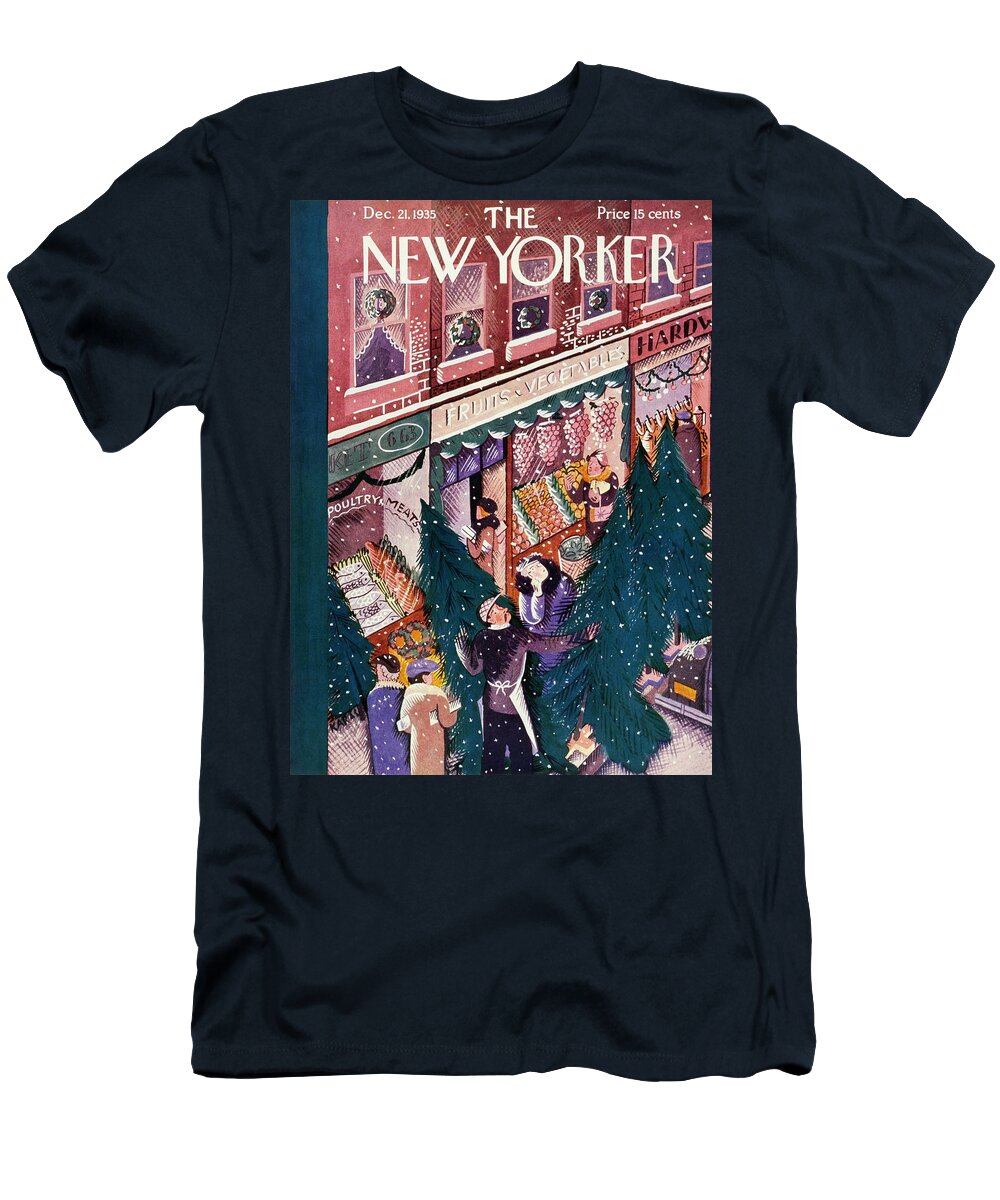 Holiday T-Shirt featuring the painting New Yorker December 21 1935 by Ilonka Karasz
