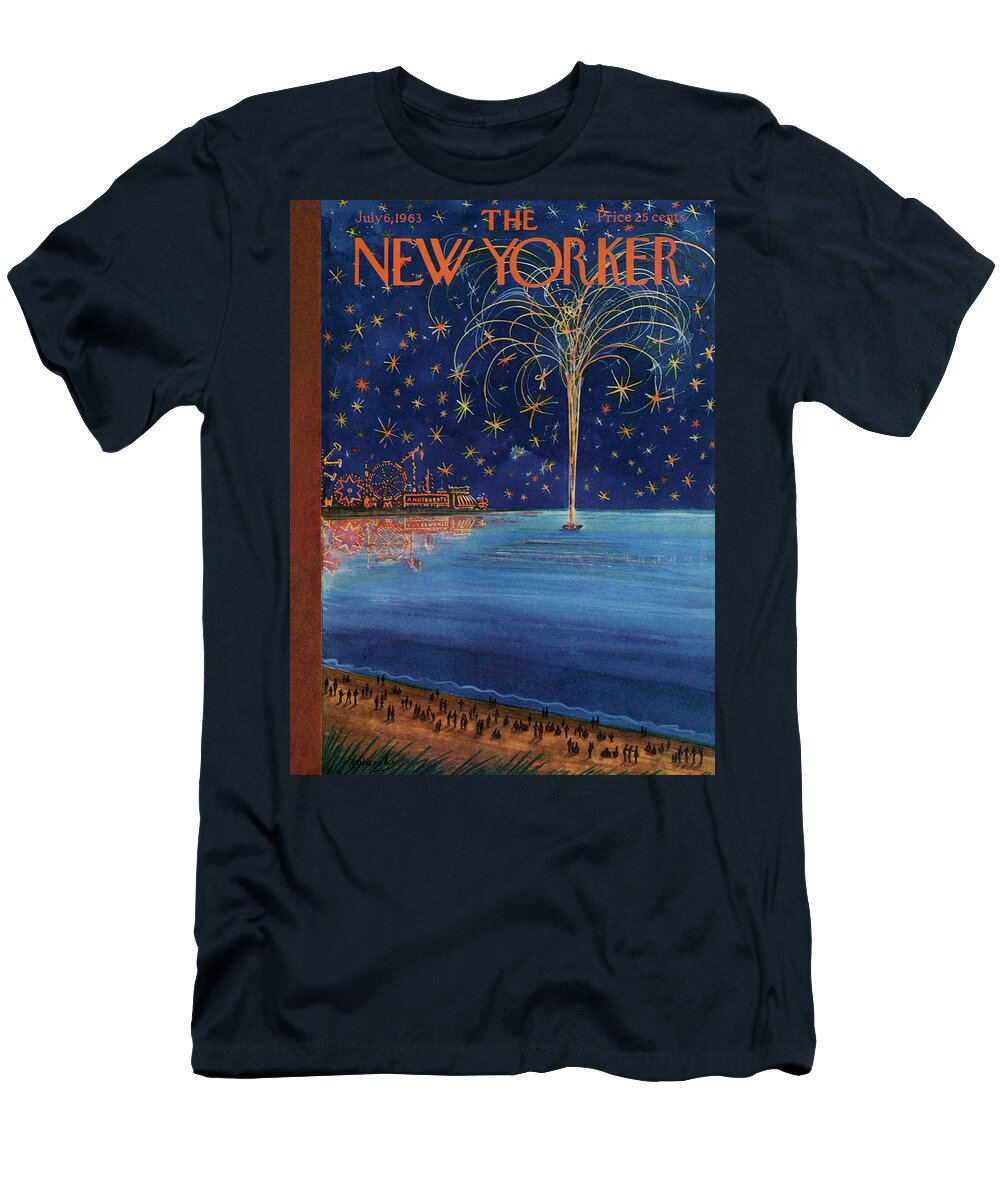 July Fourth T-Shirt featuring the painting New Yorker July 6th, 1963 by Anatol Kovarsky