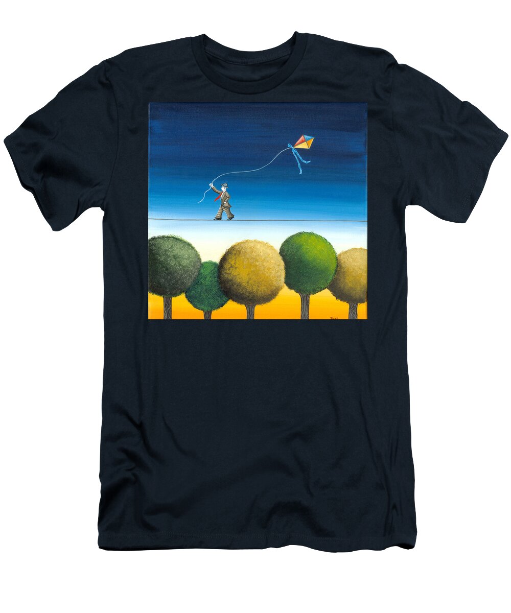 Trees T-Shirt featuring the painting Over the trees by Graciela Bello
