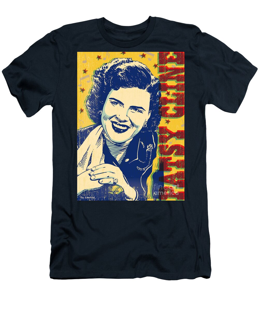 Country And Western T-Shirt featuring the digital art Patsy Cline Pop Art by Jim Zahniser