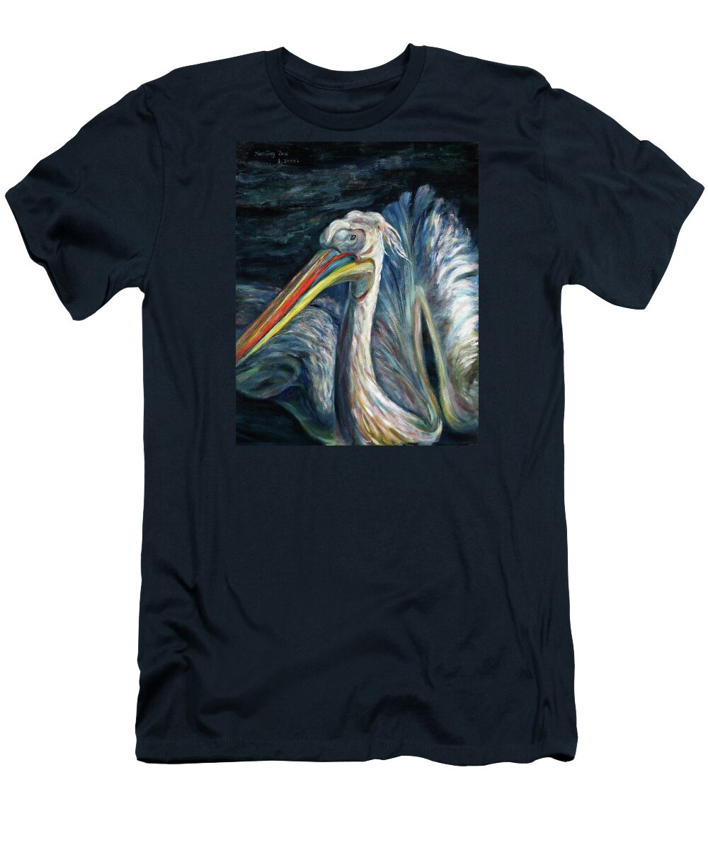  T-Shirt featuring the painting Pelican by Xueling Zou
