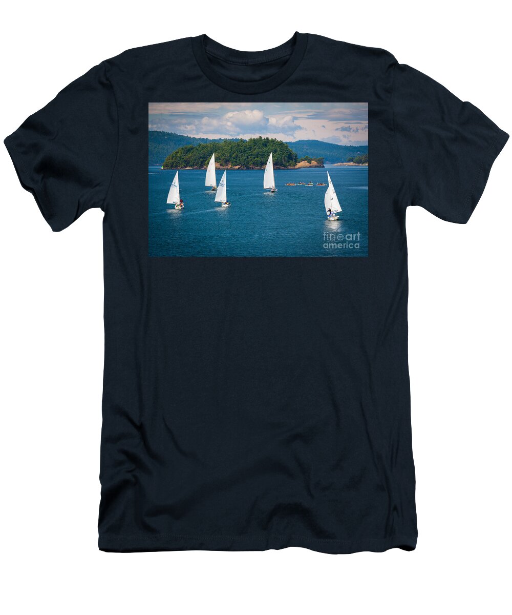 America T-Shirt featuring the photograph Puget Sound Sailboats by Inge Johnsson