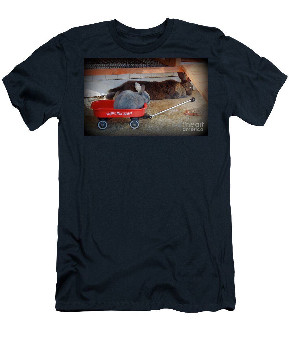 Rabbit T-Shirt featuring the photograph Pull Me Mom by Renee Trenholm