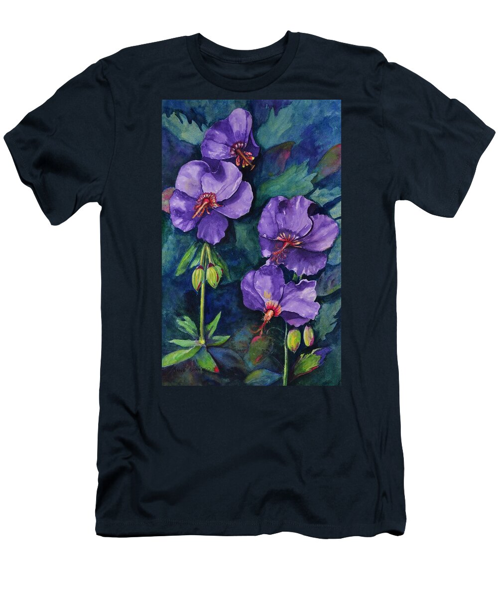 Hybiscus T-Shirt featuring the painting Purple Hibiscus by Jane Ricker