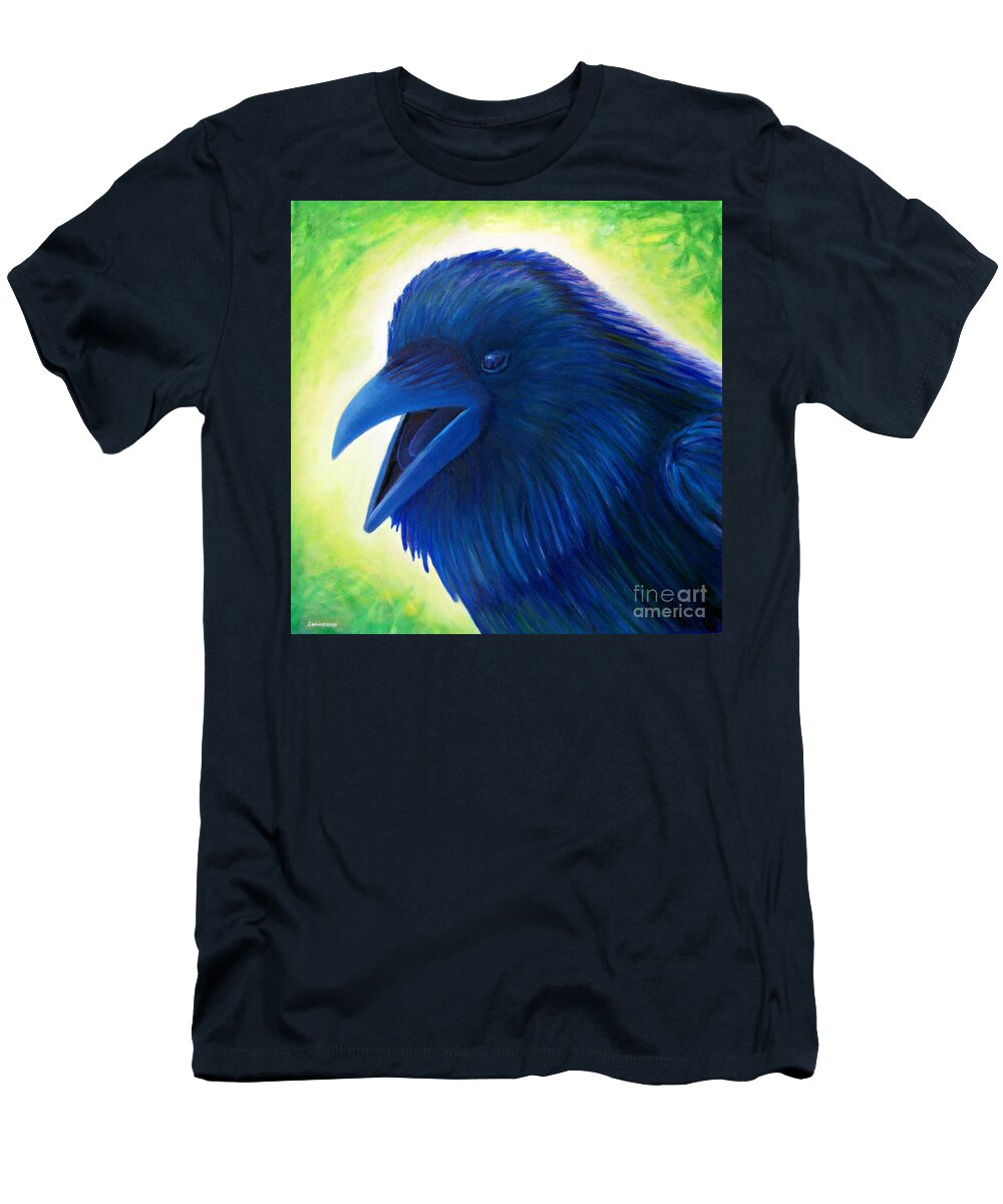 Raven T-Shirt featuring the painting Raaawk by Brian Commerford