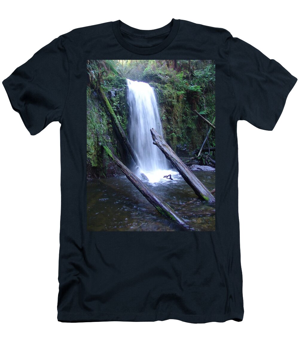 Waterfall T-Shirt featuring the photograph Rainforest Waterfall Run Off by Ian McAdie