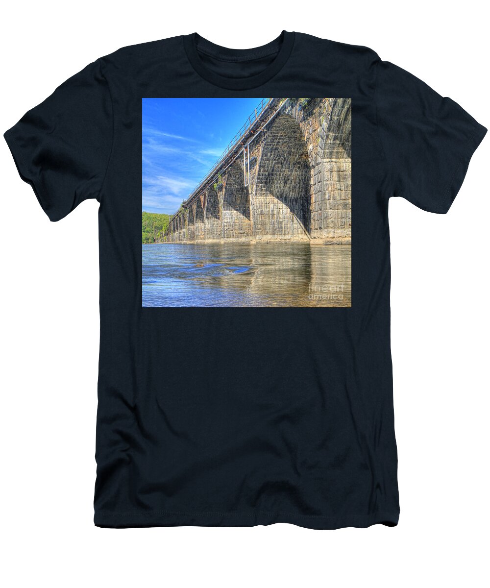 Harrisburg T-Shirt featuring the photograph Rockville Bridge by Geoff Crego