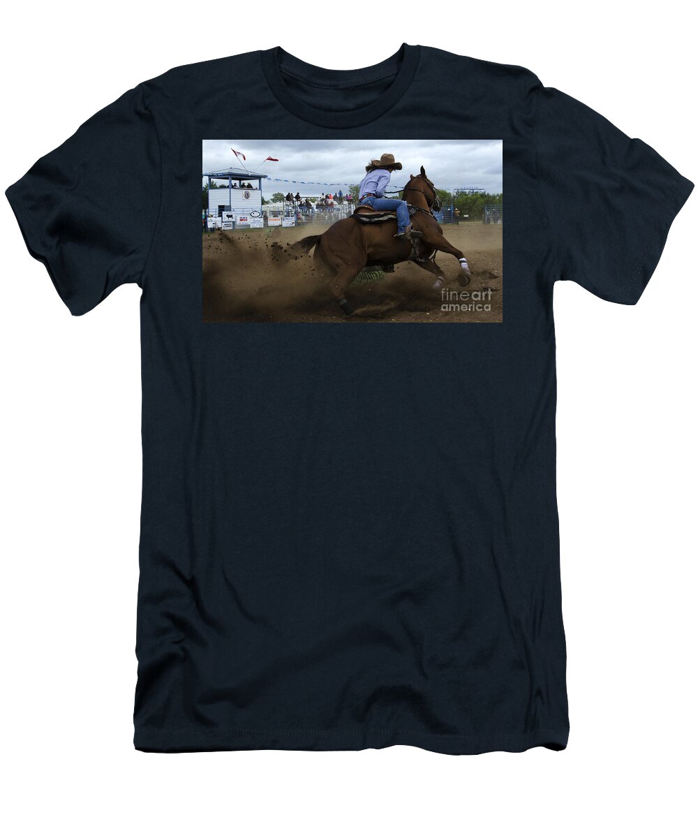 Barrel T-Shirt featuring the photograph Rodeo Ladies Barrel Race 1 by Bob Christopher