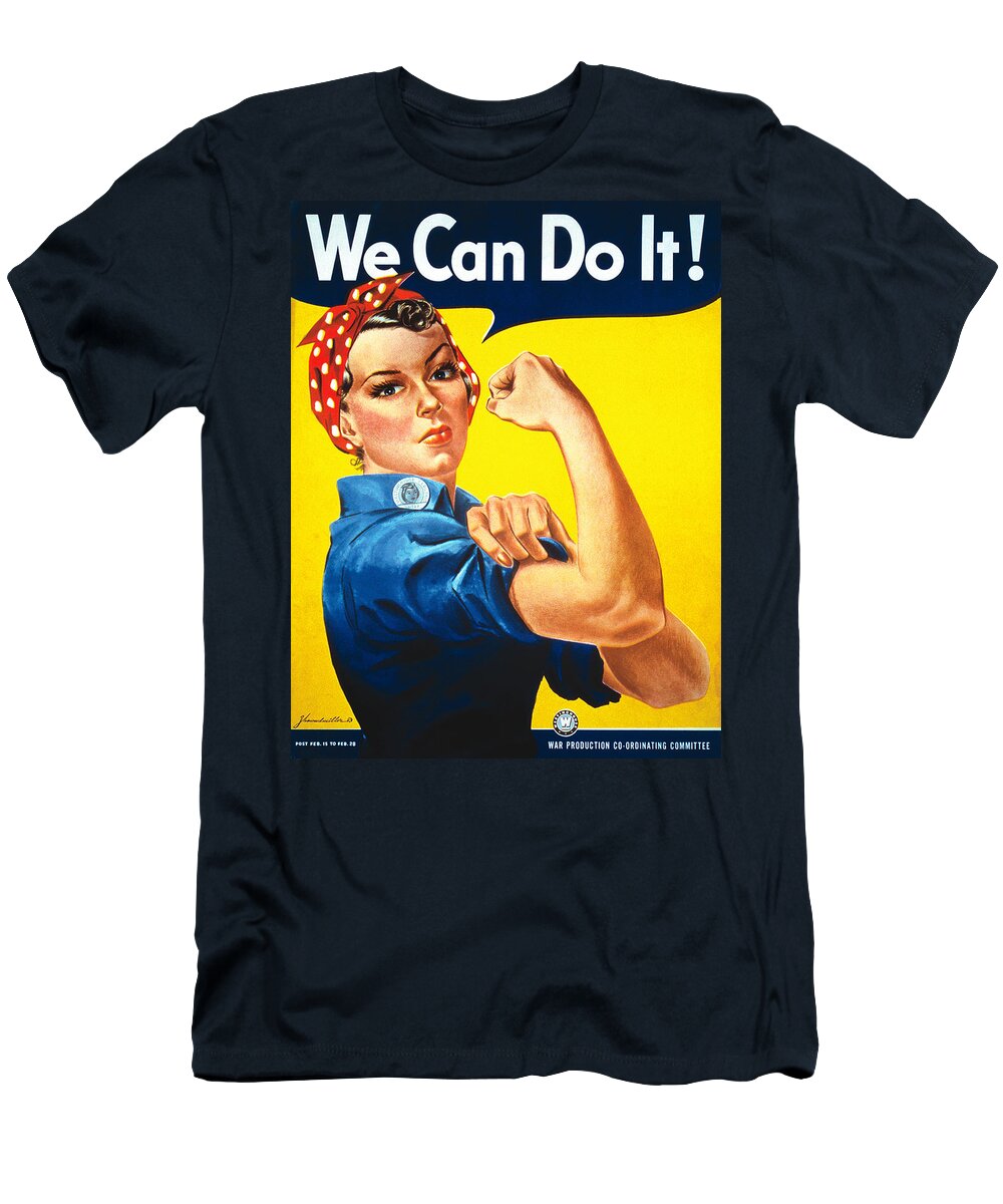 Vintage Poster T-Shirt featuring the digital art Rosie the Riveter by Georgia Clare