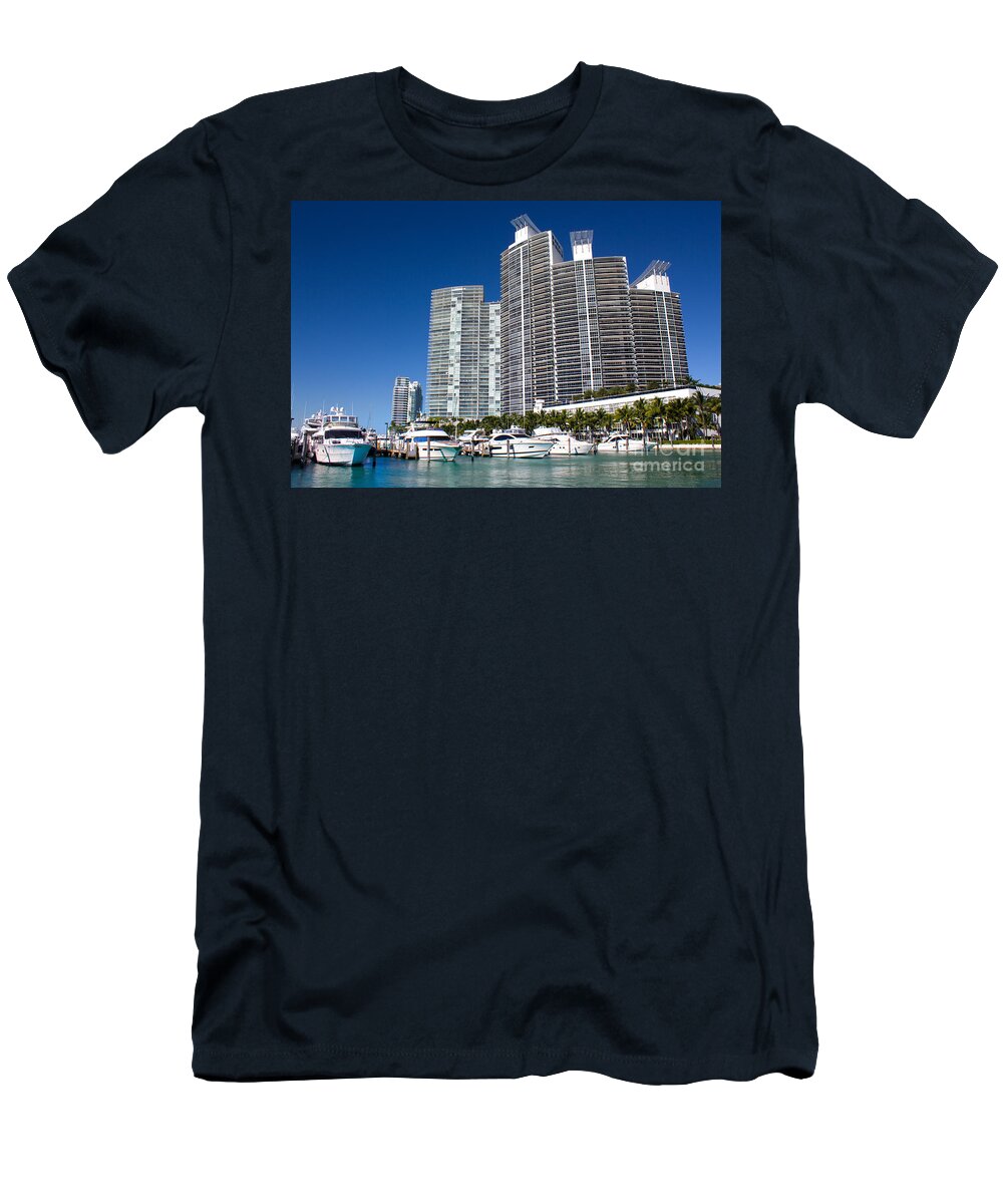 Port T-Shirt featuring the photograph Miami Beach Marina Series 27 by Carlos Diaz