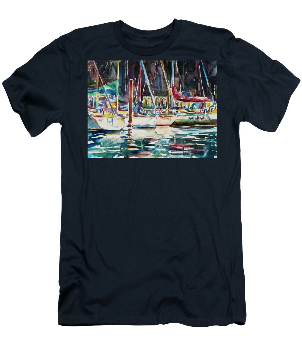 Watercolour T-Shirt featuring the painting Santa Cruz Dock by Xueling Zou