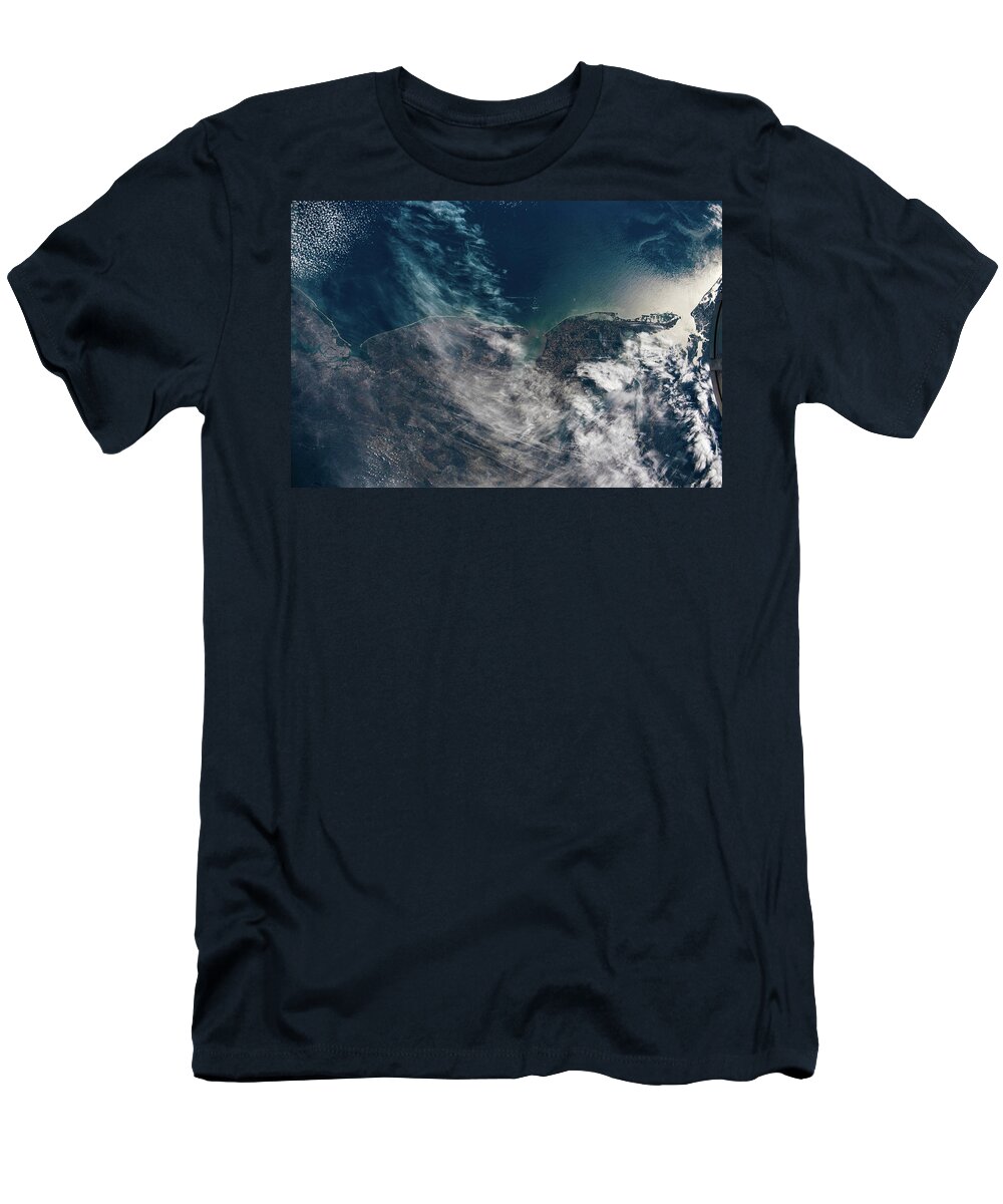 Photography T-Shirt featuring the photograph Satellite View Showing Coastal Cities by Panoramic Images