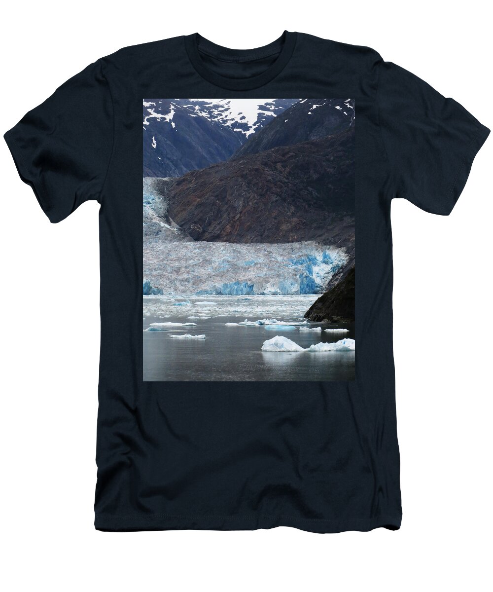 Sawyer T-Shirt featuring the photograph Sawyer Glacier Blue Ice by Jennifer Wheatley Wolf