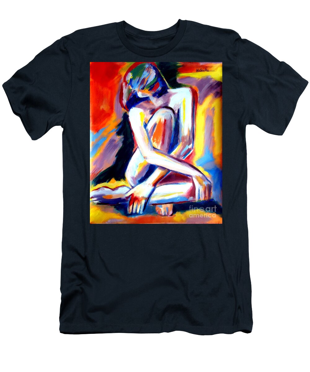Nude Figures T-Shirt featuring the painting Seated Lady by Helena Wierzbicki