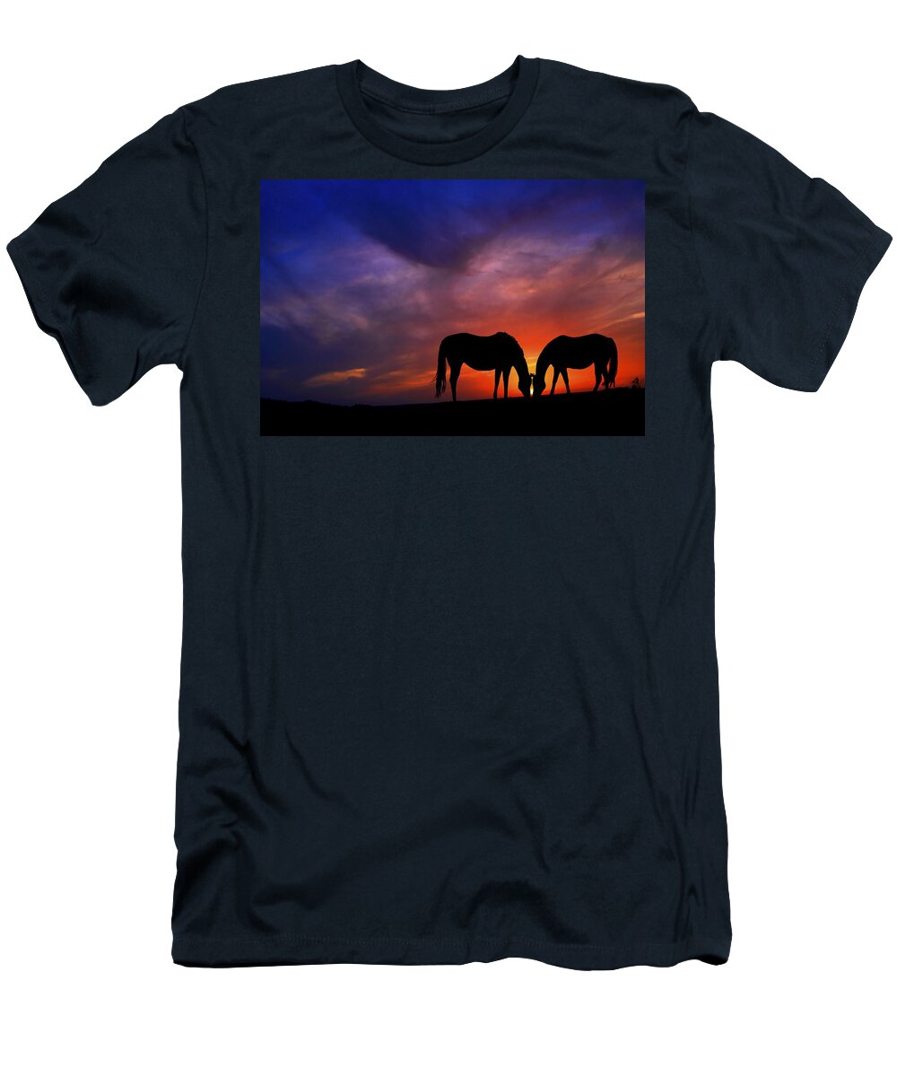 Horses T-Shirt featuring the photograph Sharing supper by Stuart Harrison