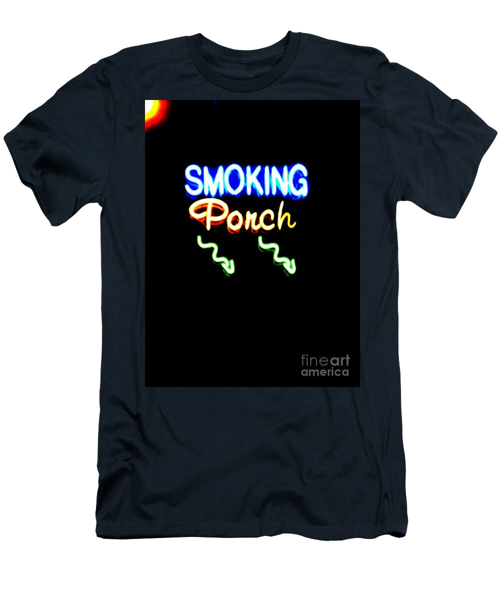  T-Shirt featuring the photograph Smoking Porch in High Contrast by Kelly Awad