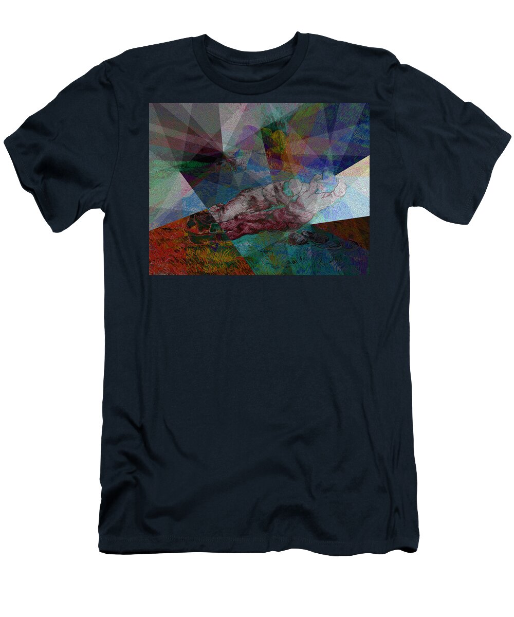 Abstract In The Living Room T-Shirt featuring the painting Stained Glass I by David Bridburg