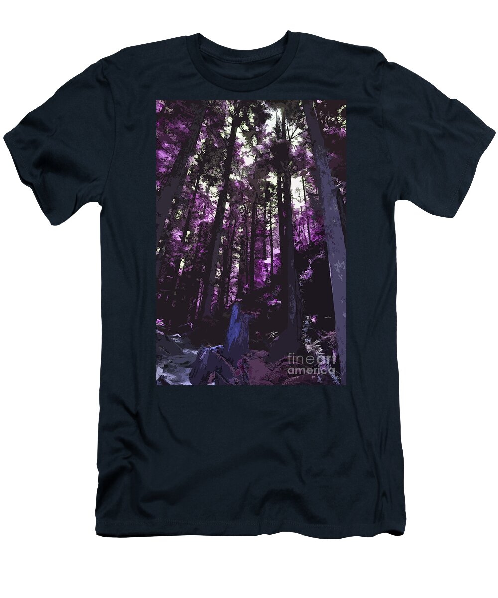 Trees T-Shirt featuring the painting Purple Stand Of Trees by Kirt Tisdale