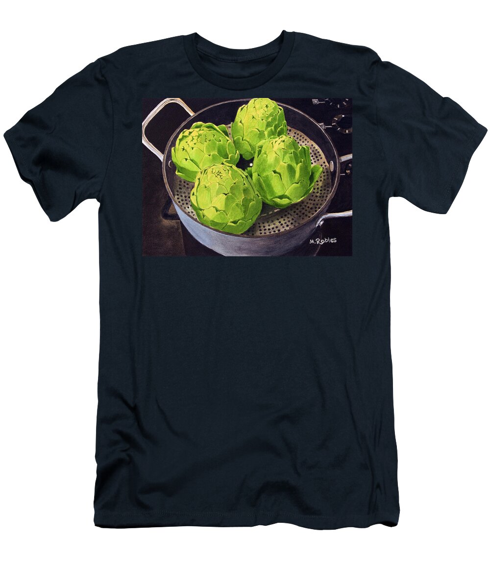 Artichokes T-Shirt featuring the painting Still Life No. 6 by Mike Robles